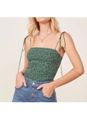 Reformation Meyer Top in Wyoming Green Floral Print. Size 2.